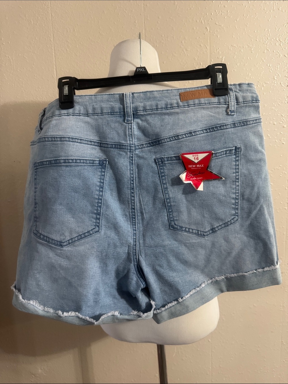 Women's Light Blue Denim Shorts with Studded Diamond Detail - Picture 6 of 8